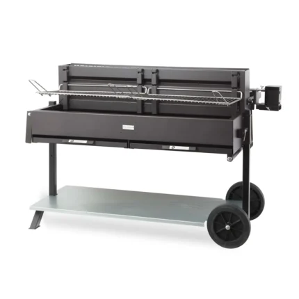 Ensemble Barbecue et Chariot Exception Méchoui en Acier Noir LE MARQUIER
