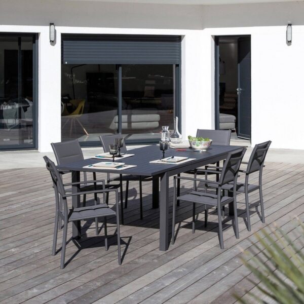Table de jardin Trieste aluminium l160/240 L102 cm gris