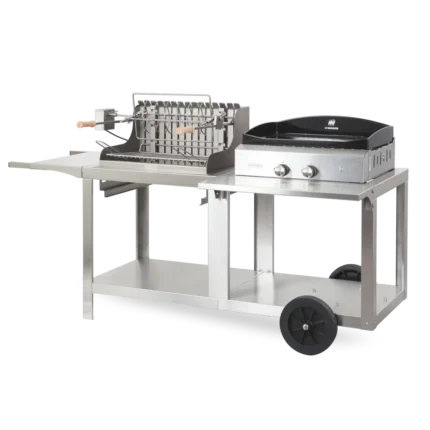 Ensemble Plancha, Barbecue et Chariot Mendy-Alde Baia en Inox LE MARQUIER